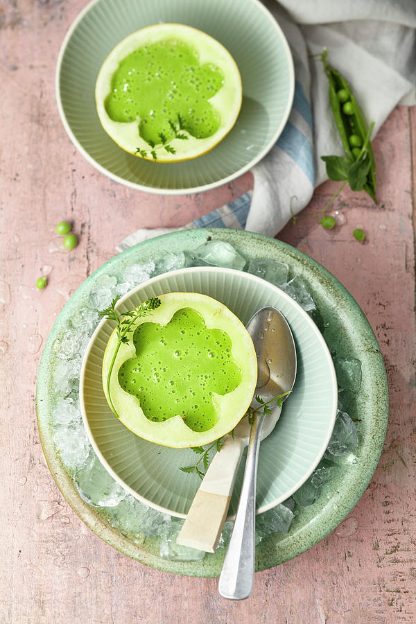Vegan Pea And Honeydew Melon Soup Photograph by Ulrike Stockfood Studios / Holsten
