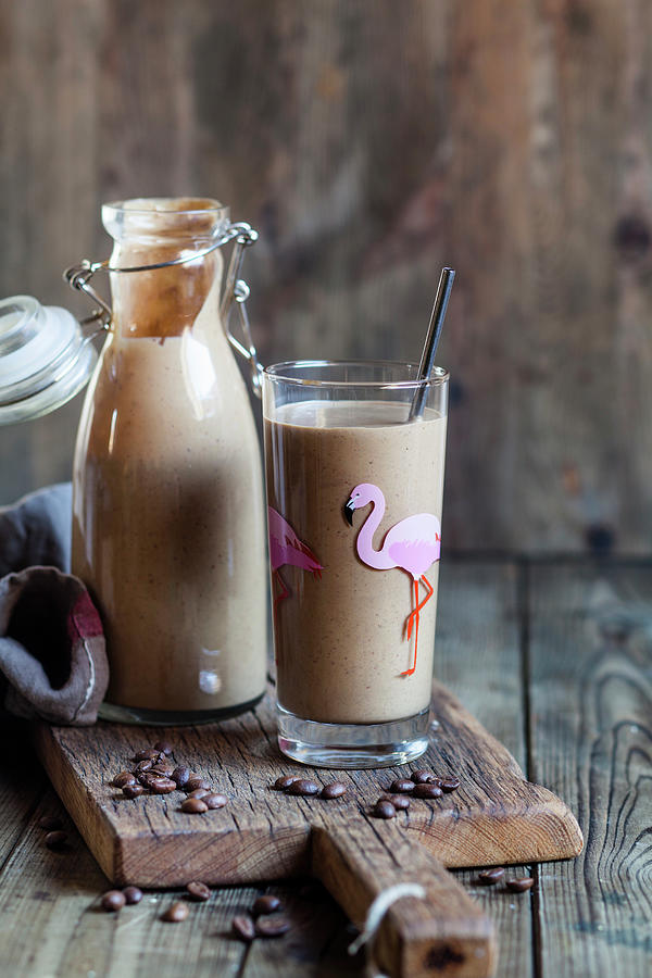 Vegan Smoothies With Almond Milk, Banana, Coffee And Flaxseed Photograph by Susan Brooks-dammann