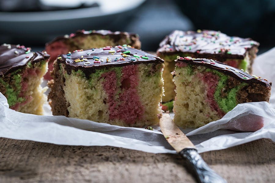 Vegan Surprise Sponge Cake With Chocolate Glaze Photograph by Kati Neudert