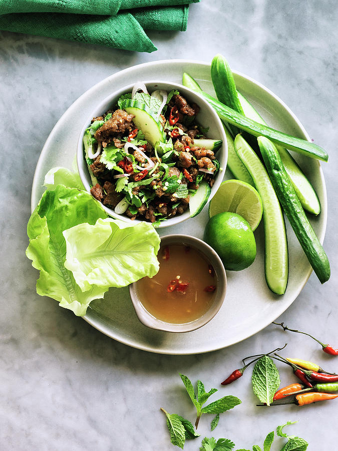 Vegan Thai Larb Salad Photograph by Valerie Janssen