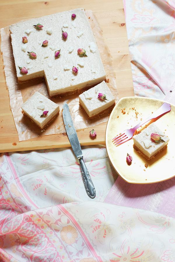 Vegan Tofu Cake With Rosewater, Agar-agar, Soy Milk, Gingerbread And Coconut Oil Photograph by Chaudron Pastel