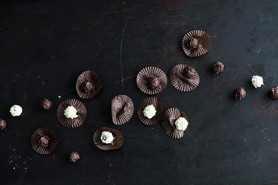 Vegan Truffle Chocolates Made From Shea Butter, Chocolate, Soy Cream And Rum Photograph by Flora Emmer