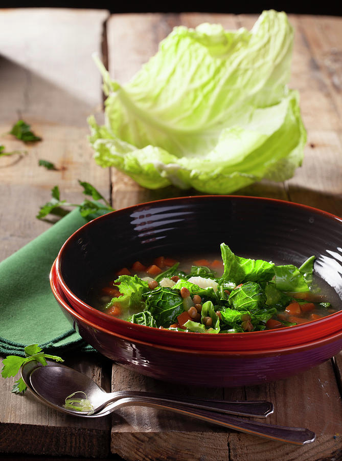 Vegan Vegetable Soup With Castelluccio Lentils Photograph by Blueberrystudio