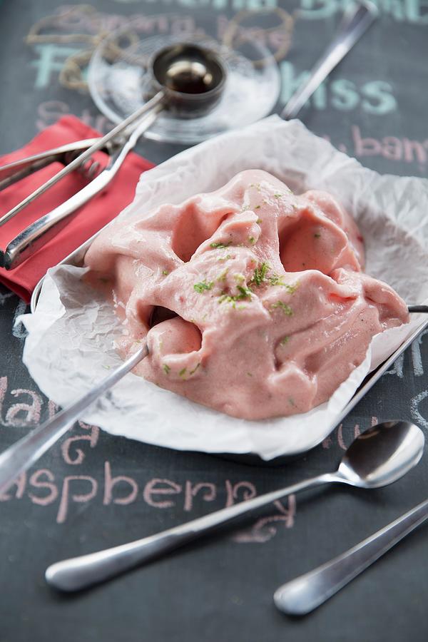 Vegan Watermelon Sorbet With Lime On Paper Photograph by Elle Brooks