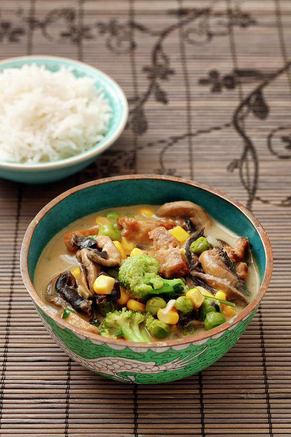 Vegan Yellow Curry With A Side Of Rice Photograph by Petr Gross