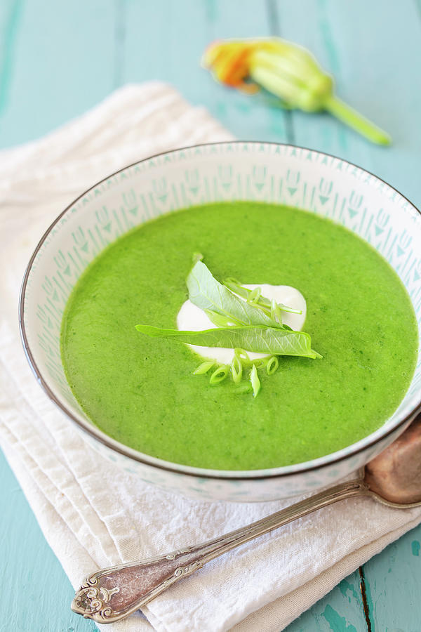 Vegan Zucchini And Spinach Soup low Carb Photograph by Jan Wischnewski
