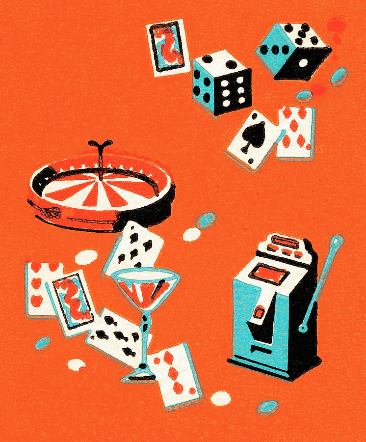 Dice Drawing - Vegas accouterments by CSA Images