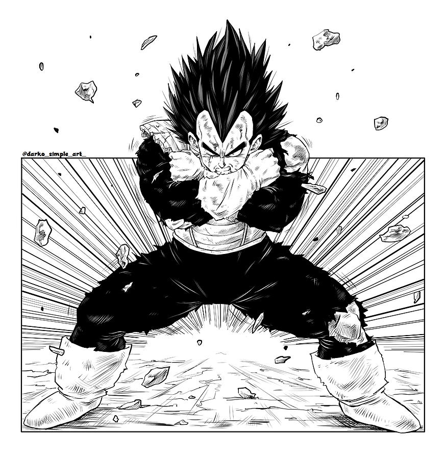 Vegeta black and white Drawing by Darko Babovic - Pixels Merch