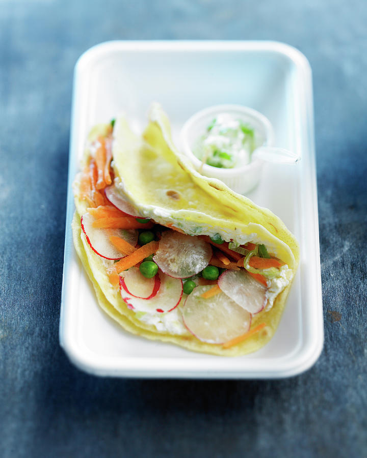 Vegetable And Cream Cheese Wrap Photograph by Radvaner