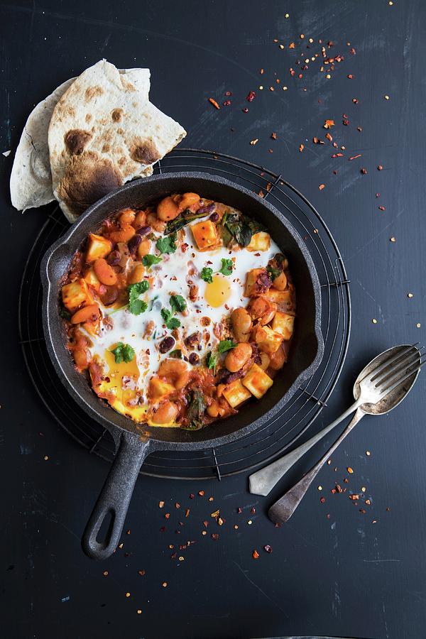 Vegetable Curry With Fried Eggs And Unleavened Bread india Photograph by Aniko Takacs
