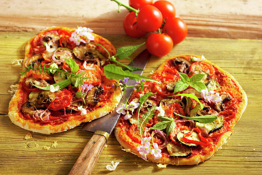 Vegetable Flatbread With Peppers, Zucchini And Wild Herbs Photograph by Teubner Foodfoto
