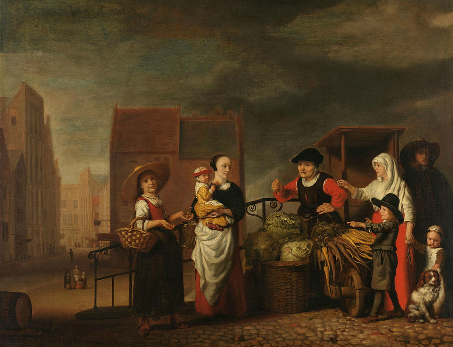 Vegetable Market Painting by Nicolaes Maes