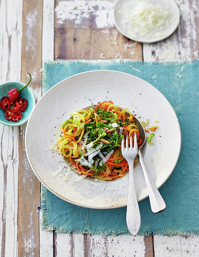Vegetable Pasta With Savoy Cabbage Photograph by Jalag / Julia Hoersch