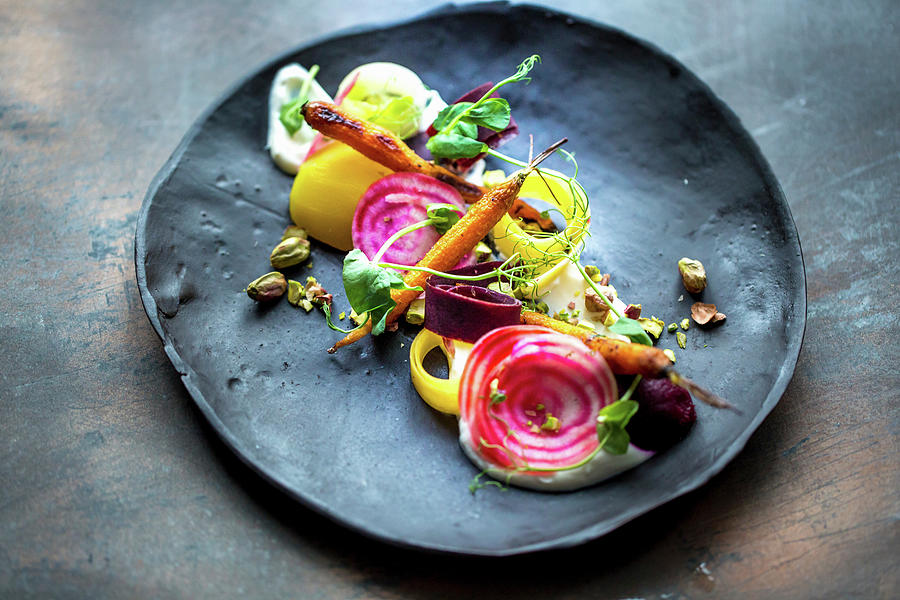 Vegetable Salad With Chioggia Beets And Carrots Photograph by Lara Jane Thorpe