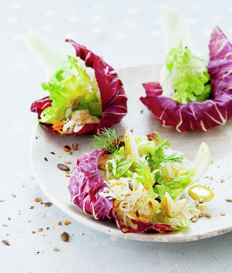 Vegetable Salad With Radicchio Leaves Photograph by Udo Einenkel