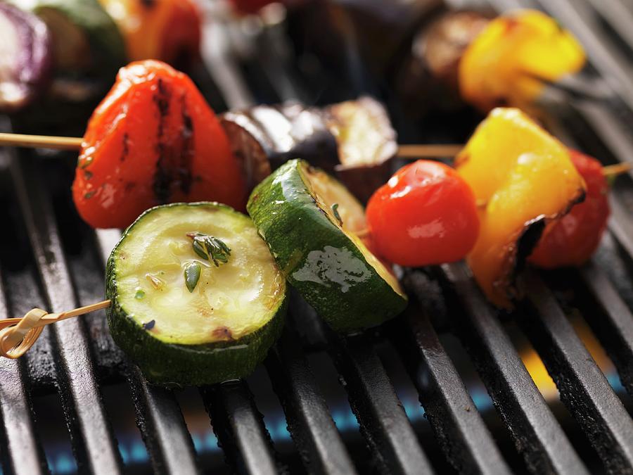 Vegetable Skewers On The Barbecue Photograph by Eising Studio - Food Photo & Video