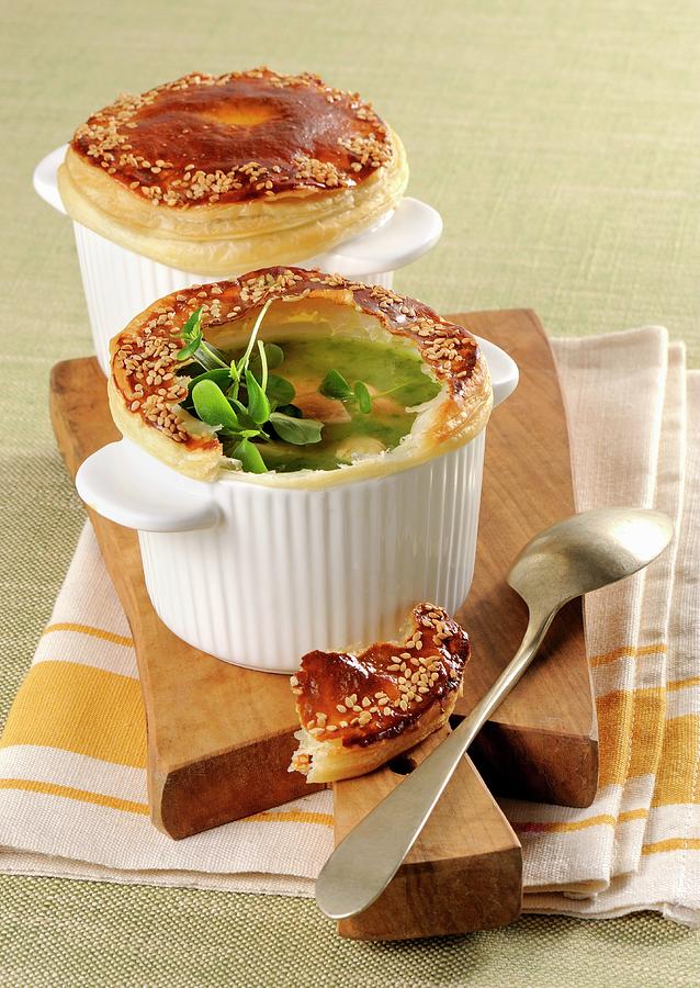 Vegetable Soup Topped With A Puff Pastry Crust Photograph by Franco Pizzochero