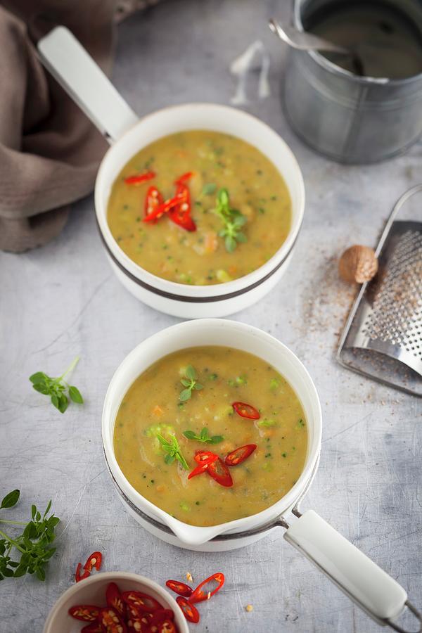 Vegetable Soup With Chilli Rings Photograph by Eising Studio - Food Photo & Video