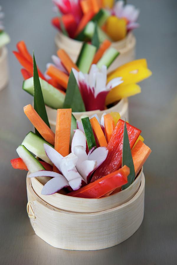 Vegetable Sticks With Radish Flowers asia Photograph by Christophe Madamour