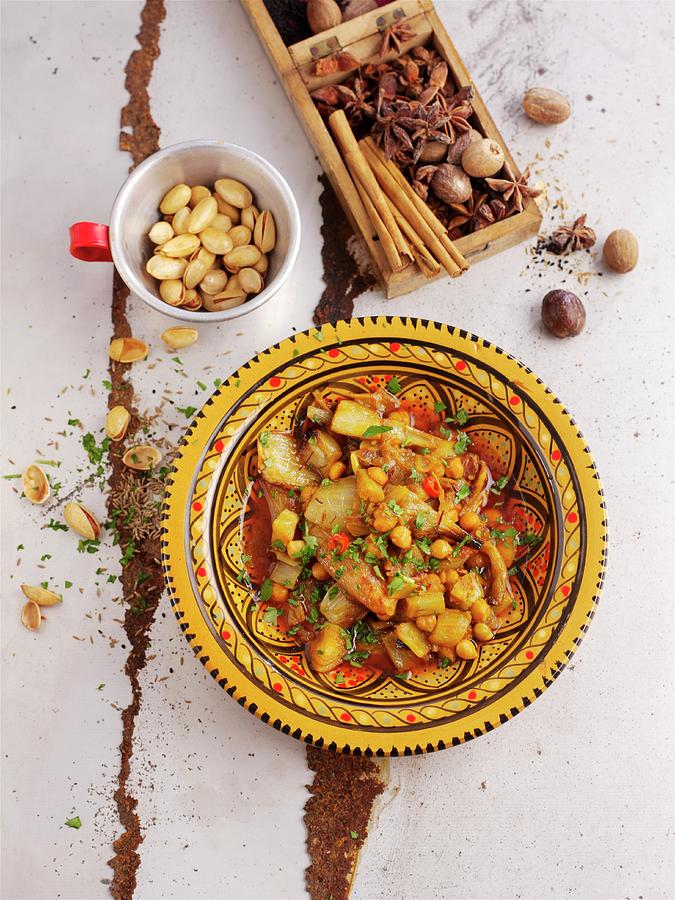 Vegetable Tagine With Fennel And Chickpeas north Africa Photograph by Ian Garlick