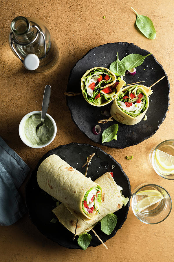 Vegetable Wrap With Mozzarella And Basil Mayonnaise Photograph by Vulman Pter