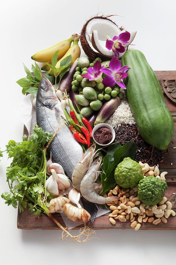 Vegetables, Fish, Spices, Herbs And Fruit From Thailand Photograph by Eising Studio - Food Photo & Video