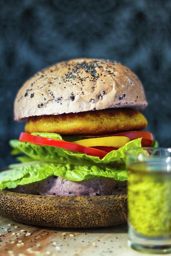 Vegetarian Lentil Burger Photograph by Elle Brooks