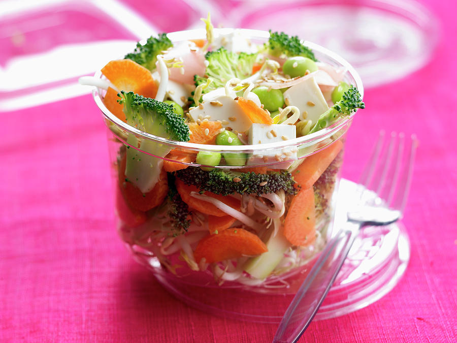 Vegetarian Salad In A Plastic Container Photograph by Radvaner
