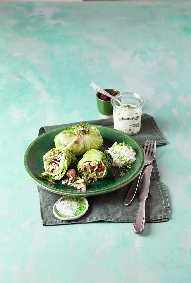 Vegetarian Savoy Cabbage Rice Rolls Photograph by Anke Politt / Stockfood Studios