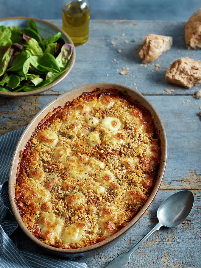 Vegeterian Cheese Aubergine Bake With Mixed Salad Photograph by James Lee