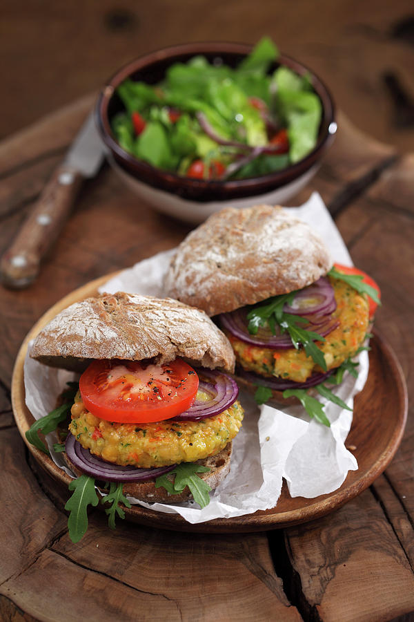 Veggie Burgers Photograph by Boguslaw Bialy
