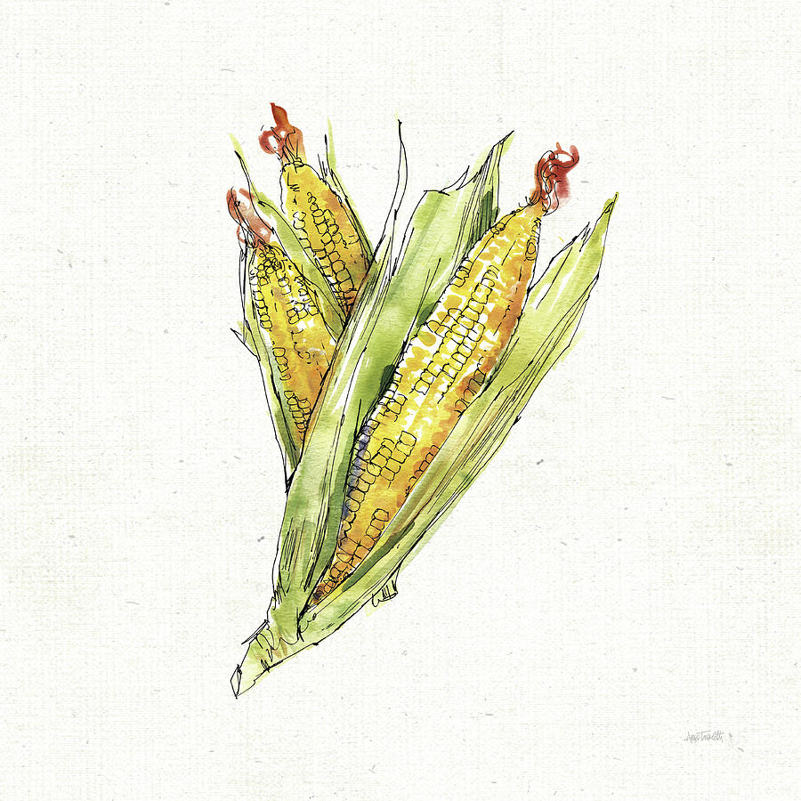 Farm Painting - Veggie Market IIi Corn by Anne Tavoletti