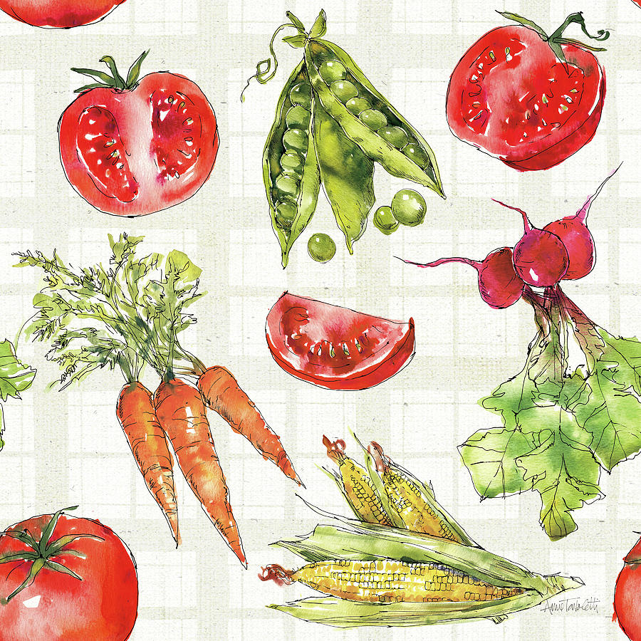 Farm Painting - Veggie Market Pattern Ia by Anne Tavoletti