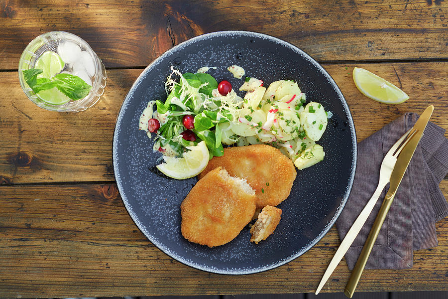 Veggie Schnitzel With Potato Salad Photograph by Frank Weymann