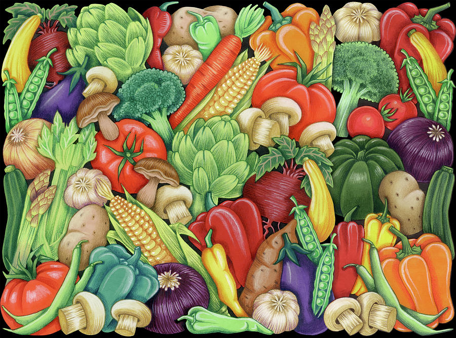 Vegetable Digital Art - Veggies 2 by Kimura Designs