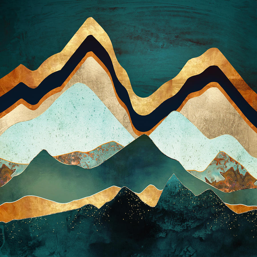 Mountain Digital Art - Velvet Copper Mountians by Spacefrog Designs
