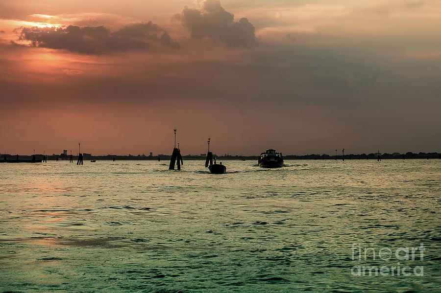 Venetan lagoon on the Adriatic sea at sunset Photograph by Marina Usmanskaya