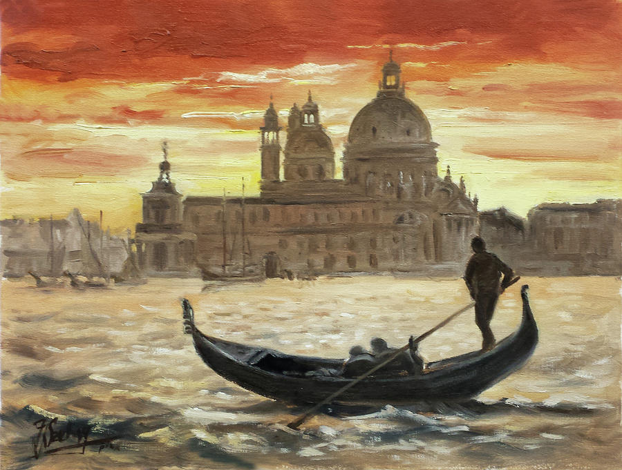Venetian calm sunset Painting by Irek Szelag