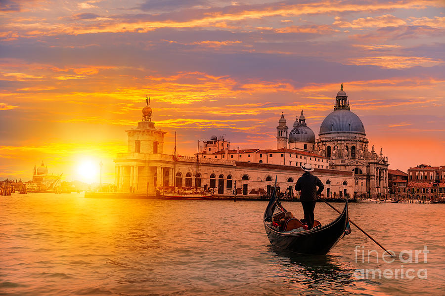 Building Photograph - Venetian Gondolier Punting Gondola by Muratart Building Photograph - Venetian Gondolier Punting Gondola by Muratart