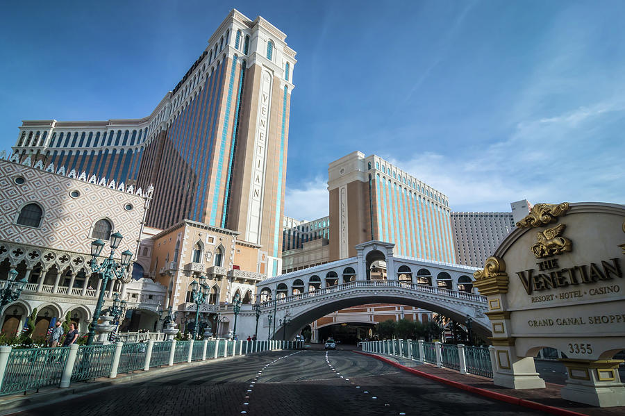 Venetian Hotel Resort and Casino and other attractions along the Vegas Strip  Photograph by Alex Grichenko