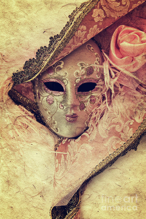 Vintage Photograph - Venetian mask by Delphimages Photo Creations