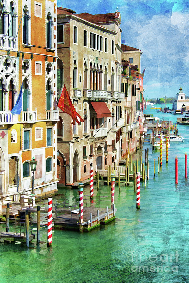 Colorful venetian palaces, Venice Painting by Delphimages Photo Creations