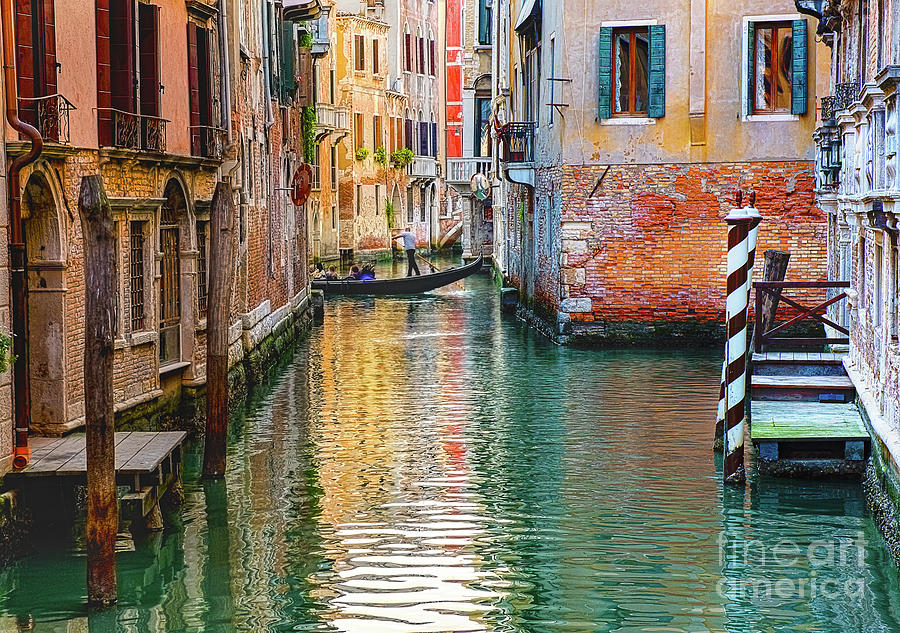 Boat Photograph - Venetian Streets by Mary Jane Armstrong
