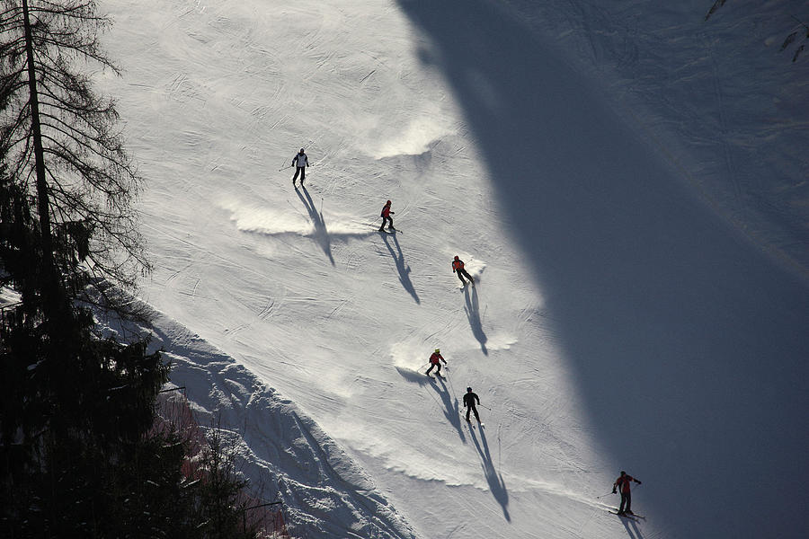 Winter Digital Art - Veneto, Cadore, Skiers, Italy by Stefano Cellai