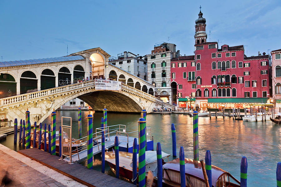 Veneto, Venice, Rialto Bridge, Italy Digital Art by Olimpio Fantuz