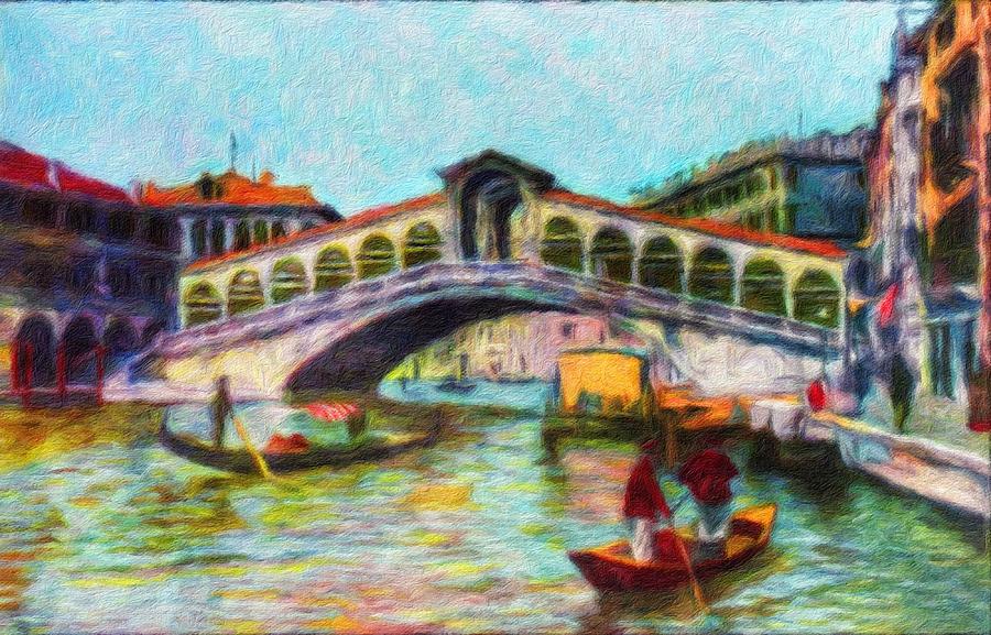 Venezia, Ponte Rialto Painting by Vincent Monozlay