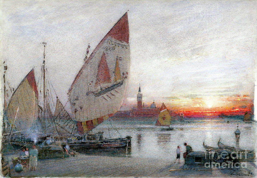 Venice, 1910. Artist Albert Goodwin Drawing by Heritage Images