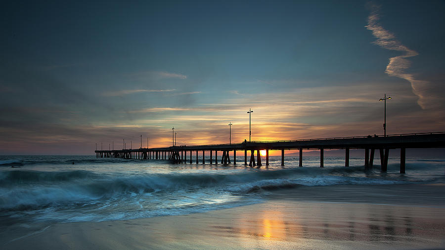 Nature Photograph - Venice Beach Pier At Sunset by Andrew Kennelly