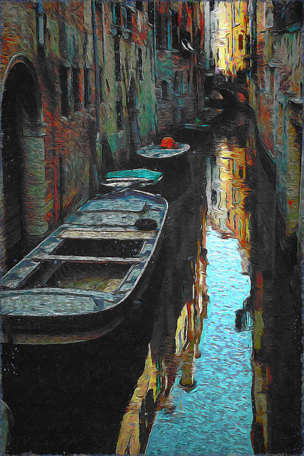 Venice Boats Digital Art by Ronald Bolokofsky
