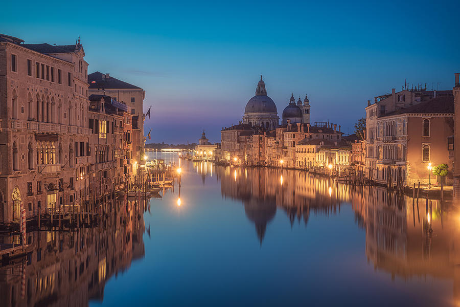 Architecture Photograph - Venice - Canal Grande Blue Hour by Jean Claude Castor